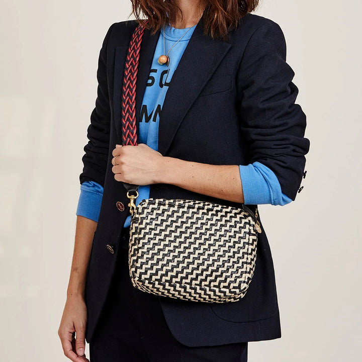 Clare V. - Crossbody Strap in Red & Navy Braided with Black Tabs