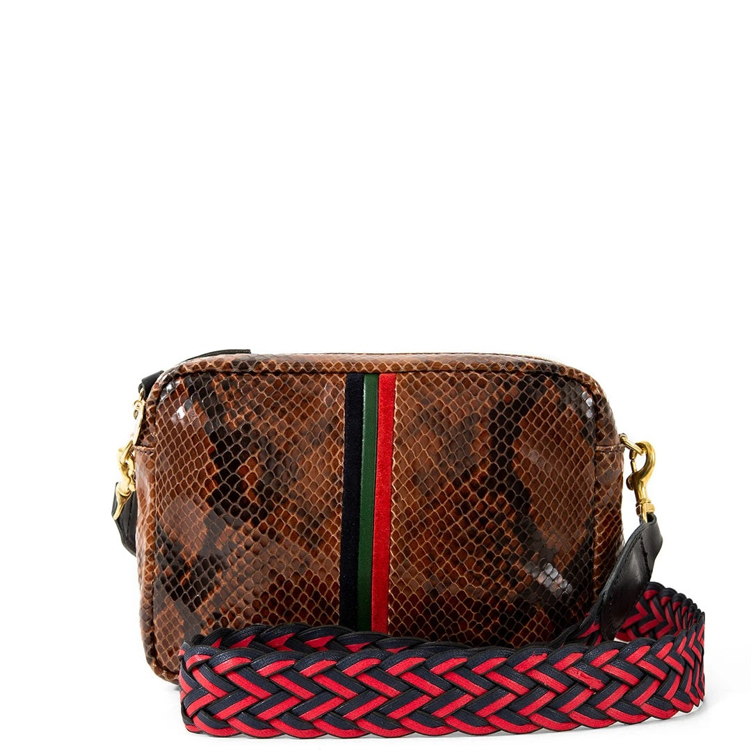Clare V. - Crossbody Strap in Red & Navy Braided with Black Tabs