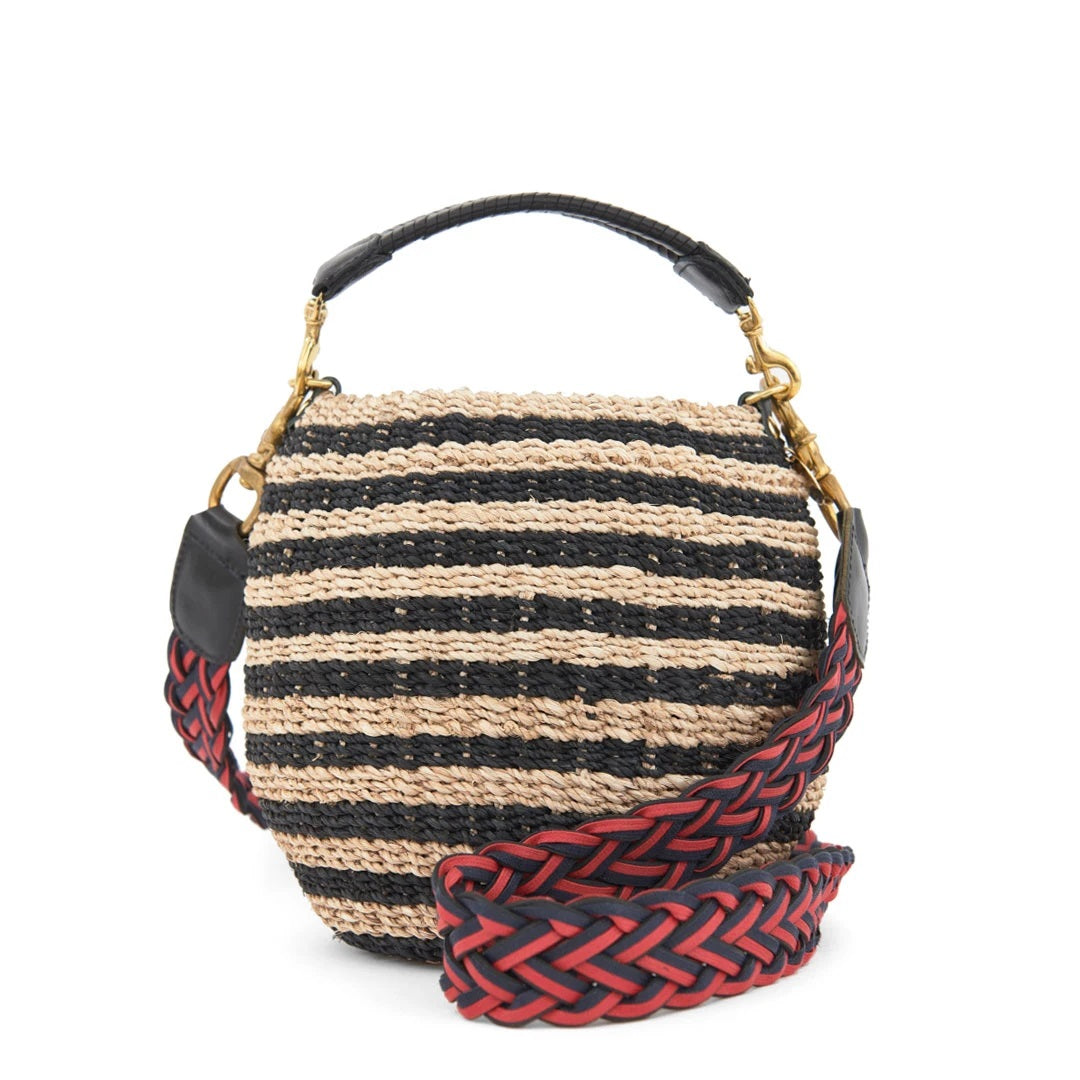 Clare V. - Crossbody Strap in Red & Navy Braided with Black Tabs