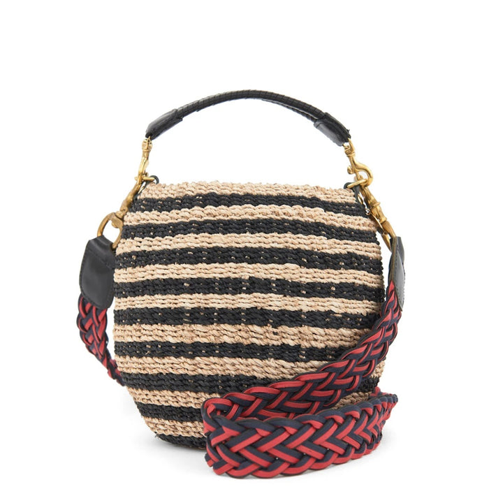 Clare V. - Crossbody Strap in Red & Navy Braided with Black Tabs