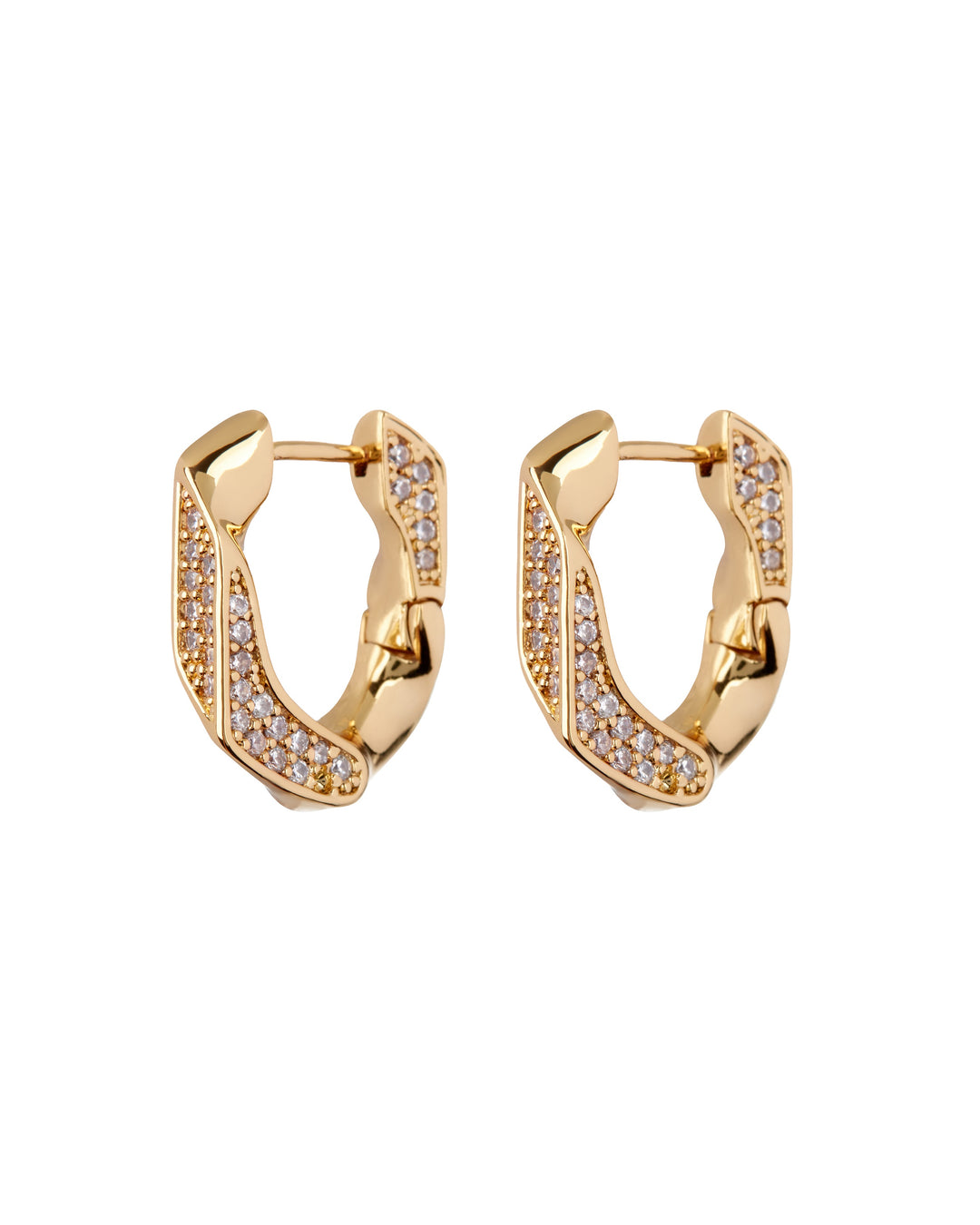 LUV AJ - Pave Cuban Link Hoops in Gold