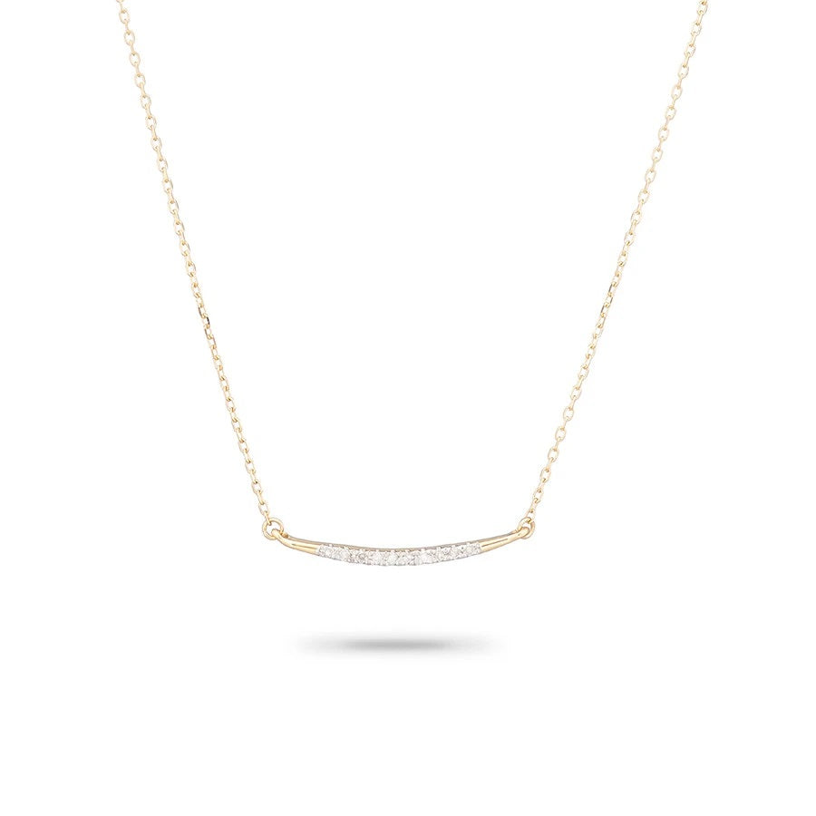 Adina - Small Pave Curve Necklace in Y14K