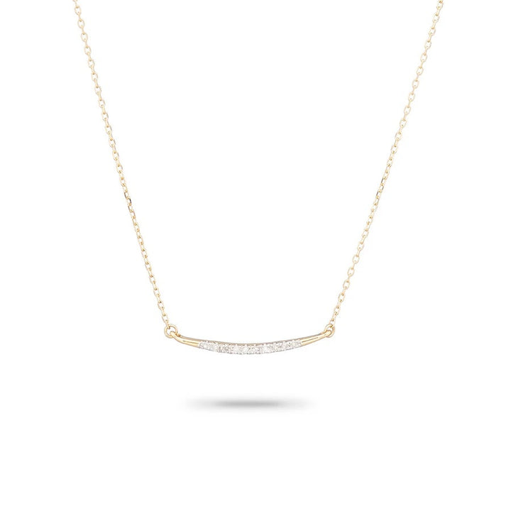 Adina - Small Pave Curve Necklace in Y14K