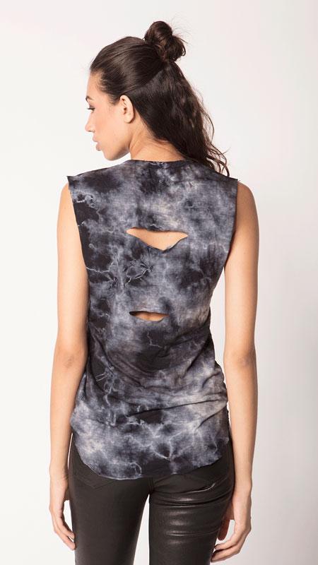 Feel The Piece - Tie Dye Cut Off Tank in Storm Tie Dye