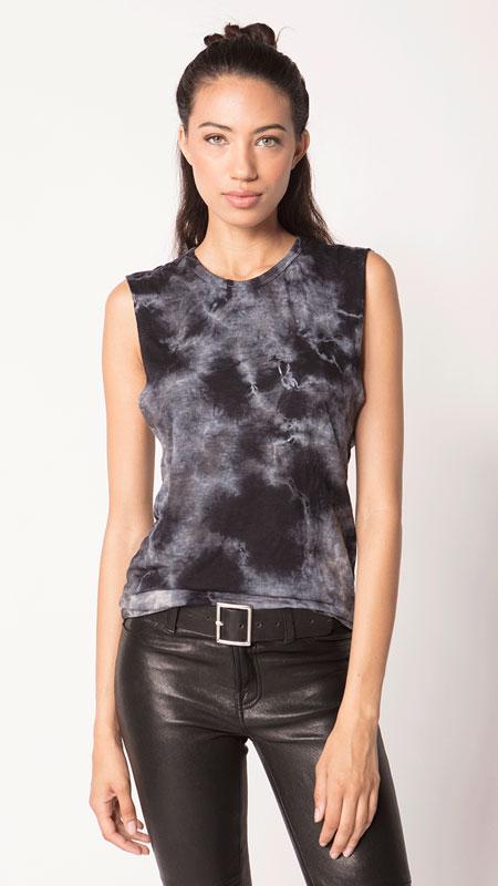 Feel The Piece - Tie Dye Cut Off Tank in Storm Tie Dye