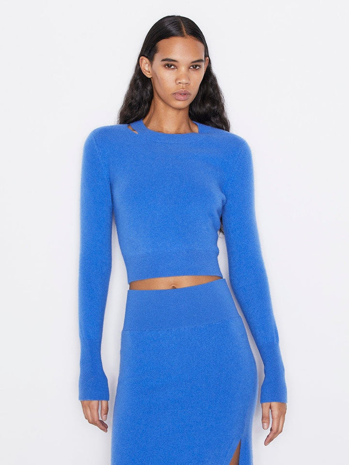 Frame - Cut Out Crew Sweater in Jet Stream