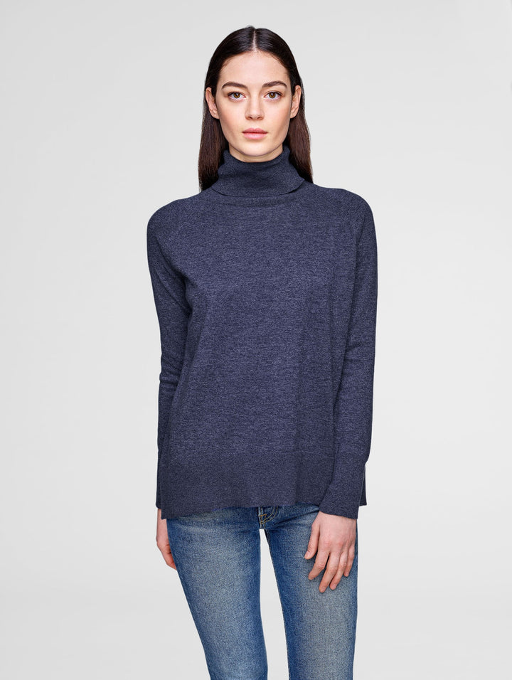 White + Warren - Raglan Standneck Denim Marl