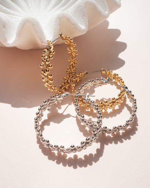 LUV AJ - Daisy Chain Hoops in Silver Jewelry