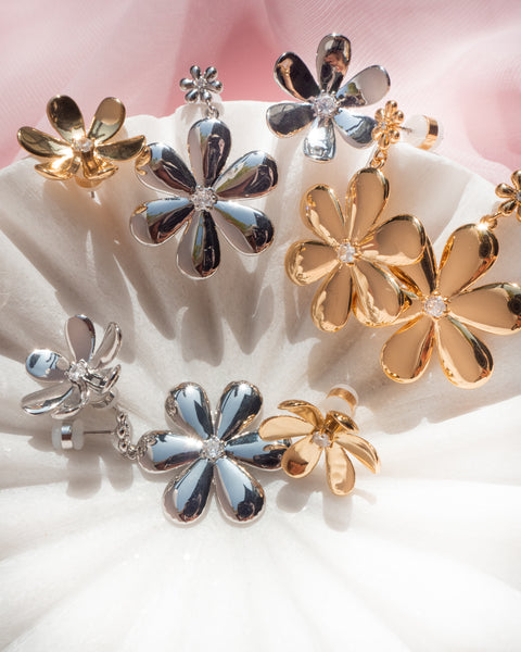 LUV AJ - Daisy Statement Earrings in Silver