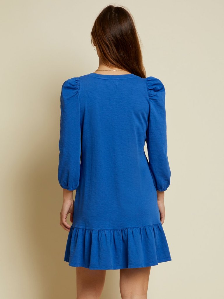 Nation LTD - Danika Flounce Dress in Workman Blue