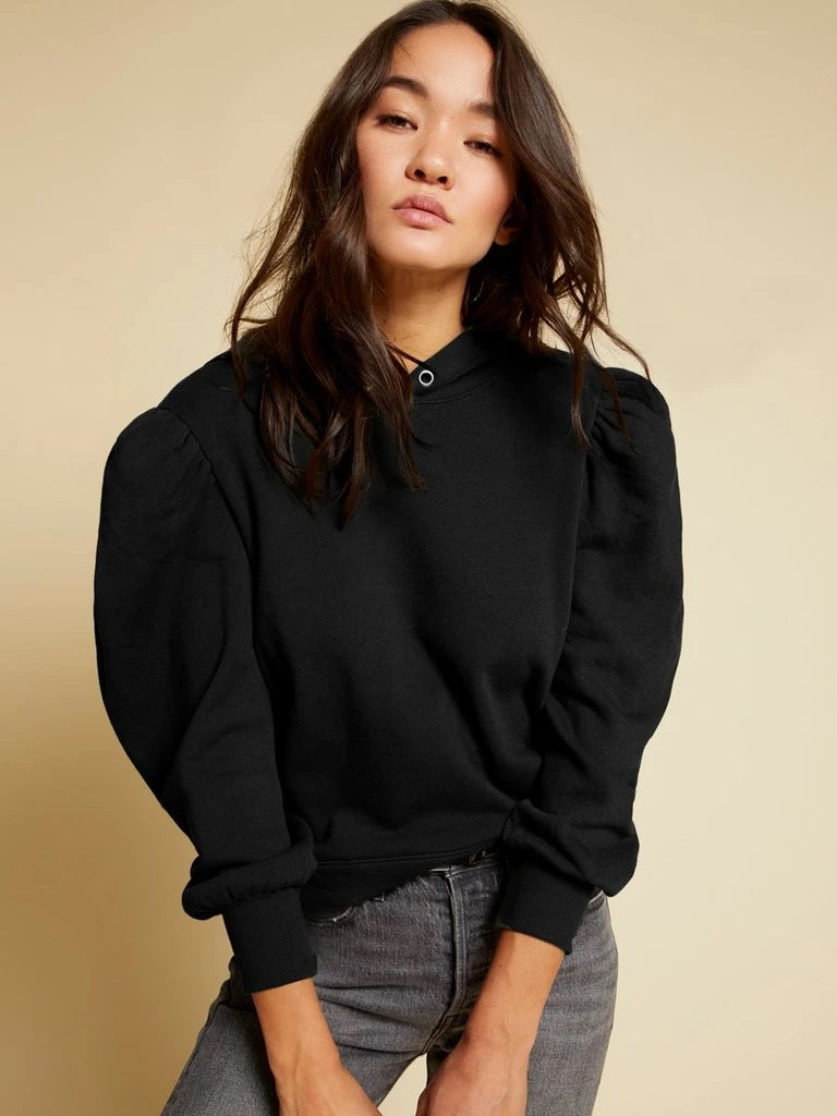 Nation LTD - Davina Cropped Hoodie in Jet Black Sweatshirts