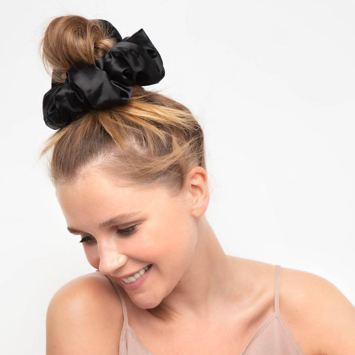 Kitsch - Satin Pillow Scrunchies in Black/Gold