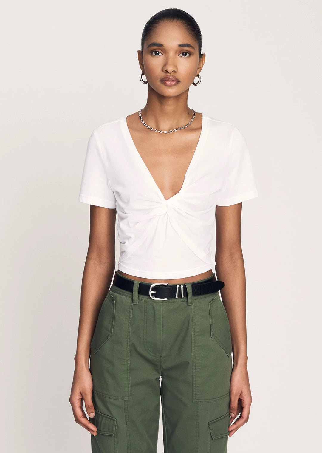 Derek Lam 10 Crosby - Belle Twist Front Top in Optic White Tops