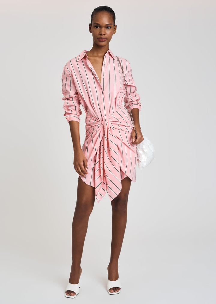 Derek Lam 10 Crosby - Charlotte Tie Waist Shirt Dress in Pink Multi Dresses