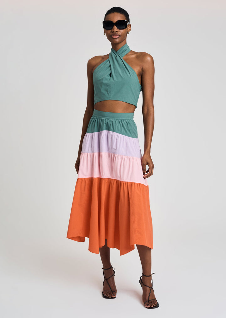 Derek Lam 10 Crosby - Chaya Halter Crop Top in Jade Tops