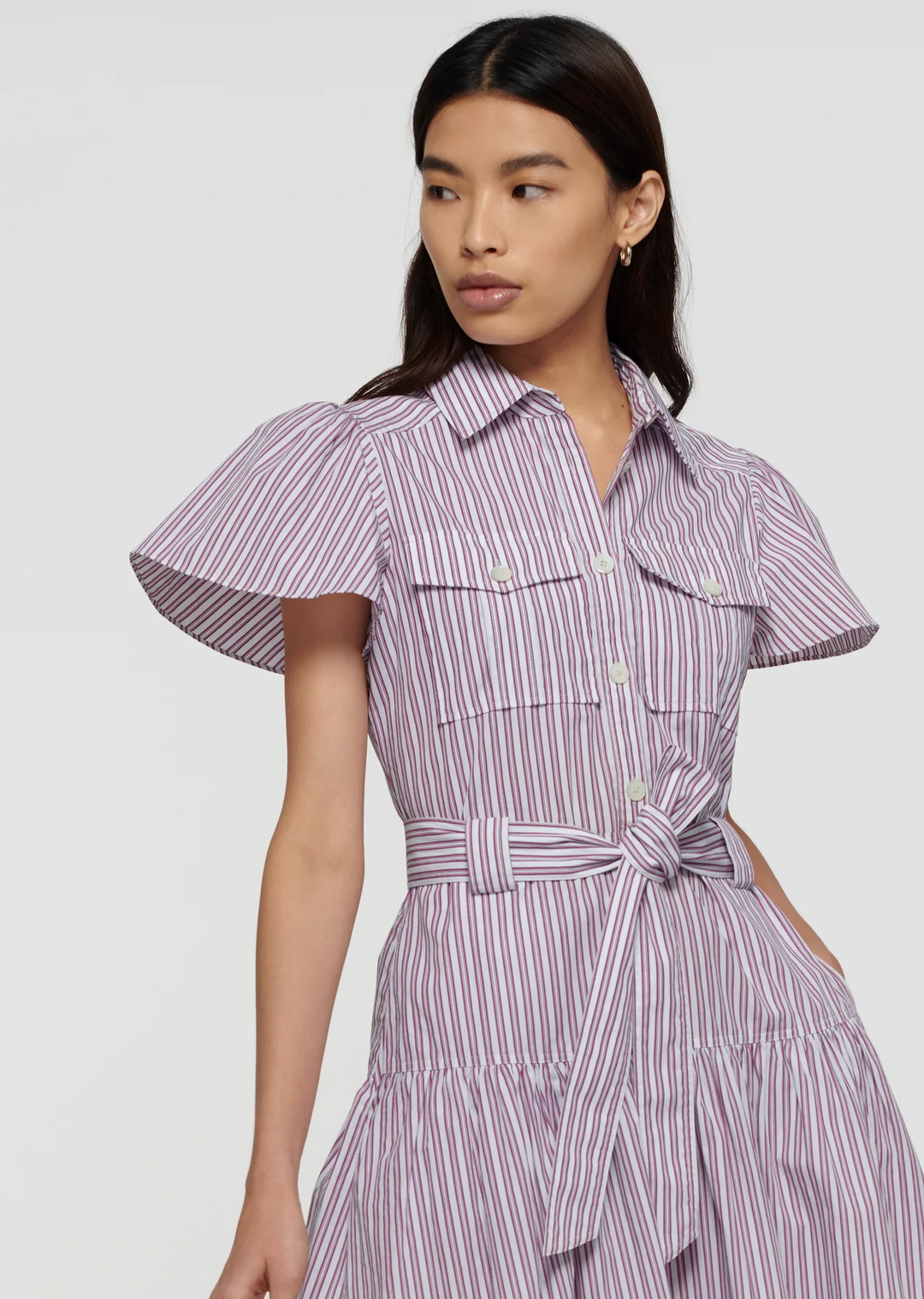 Derek Lam 10 Crosby - Pei Utility Shirtdress In Red Multi Dresses