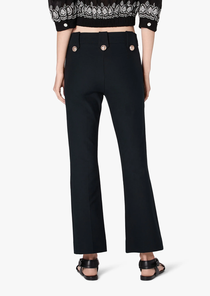 Derek Lam 10 Crosby - Robertson Cropped Flare Trouser w/ Sailor Buttons in Midnight