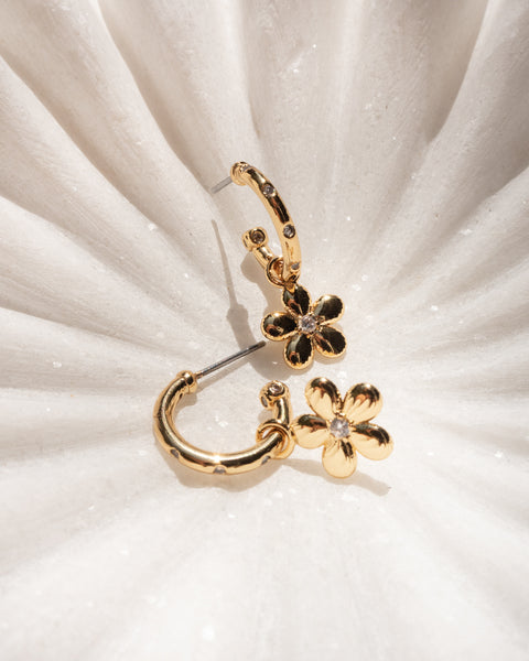 LUV AJ - Diamonte Daisy Hoops in Gold