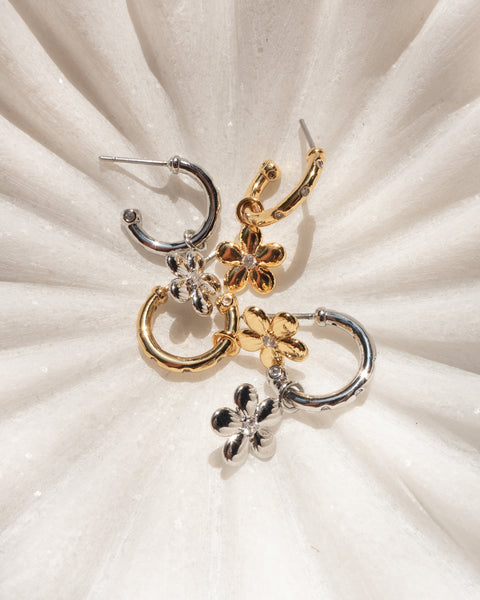 LUV AJ - Diamonte Daisy Hoops in Gold