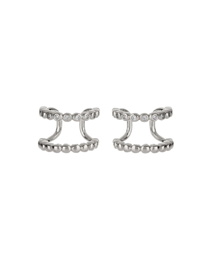 LUV AJ - Beaded Diamonte Ear Cuff in Silver