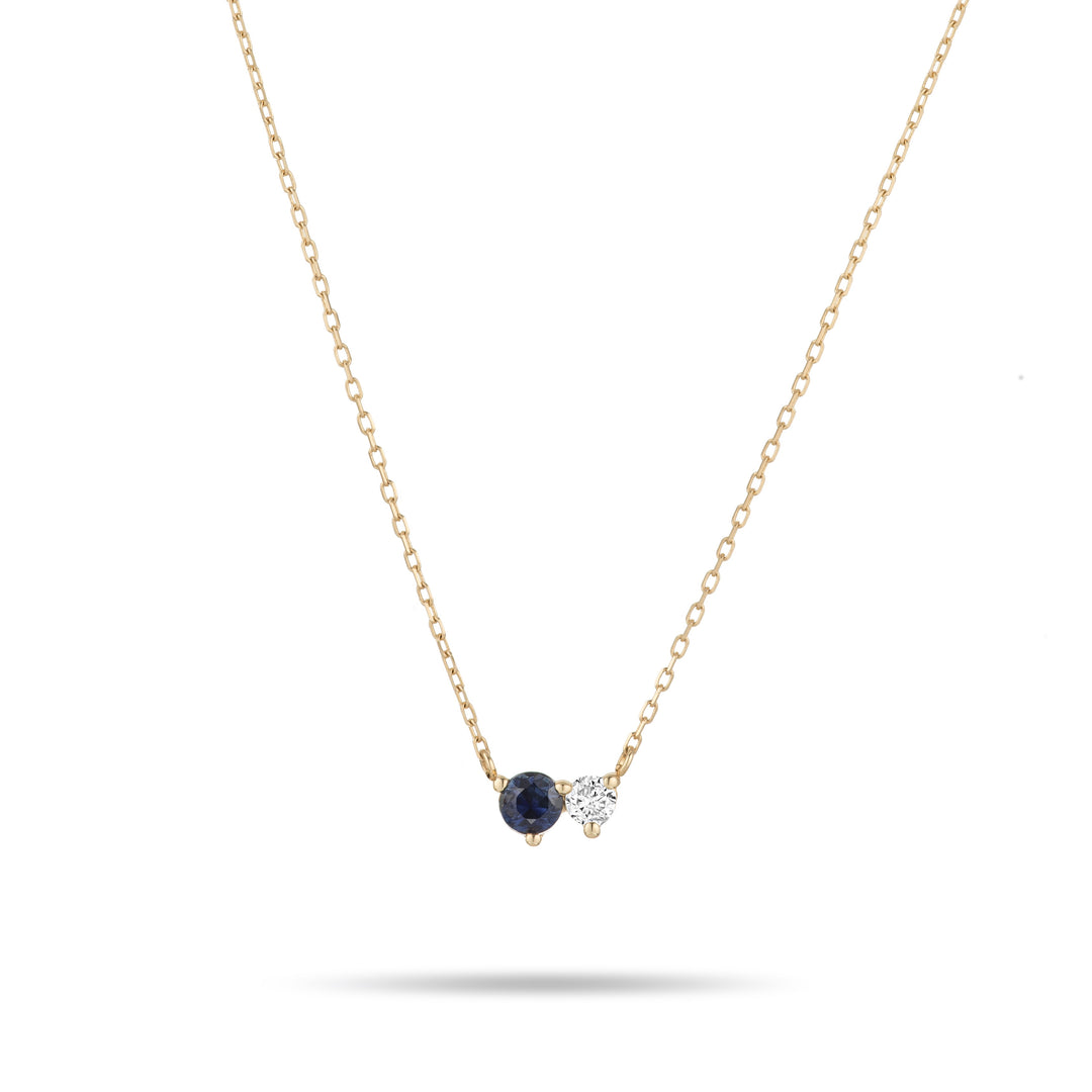 Adina - Diana Sapphire + Diamond 2 Amigos Necklace in Y14k