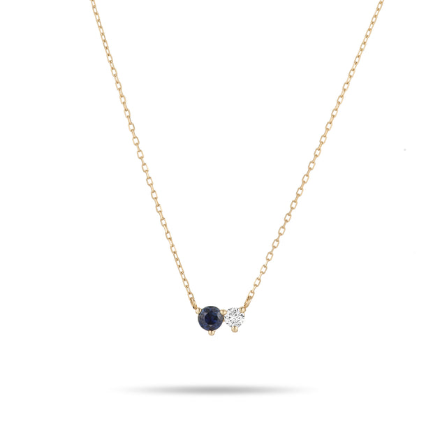 Adina - Diana Sapphire + Diamond 2 Amigos Necklace in Y14k