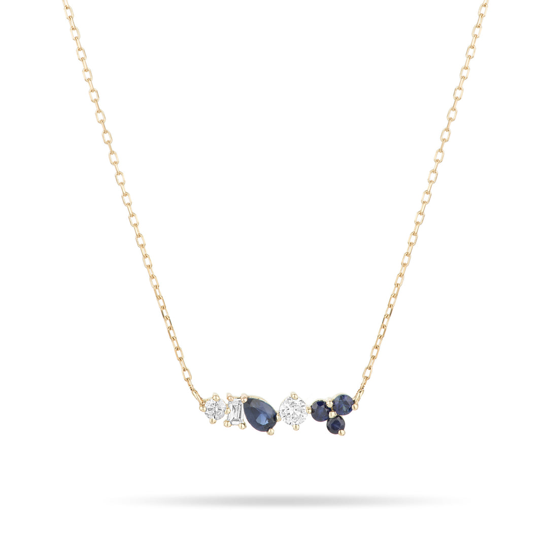 Adina - Diana Sapphire + Diamond Scattered Necklace in Y14k