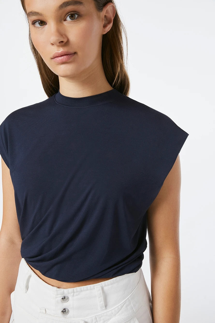Frame - Double Shirred Muscle Shirt in Navy