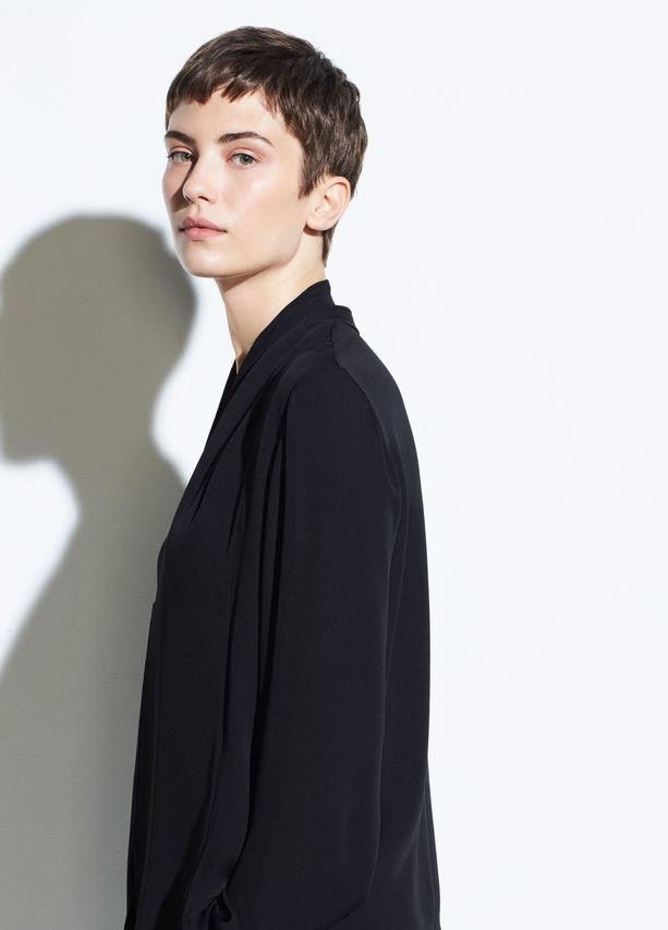 VINCE - Drape Neck Blouse Black