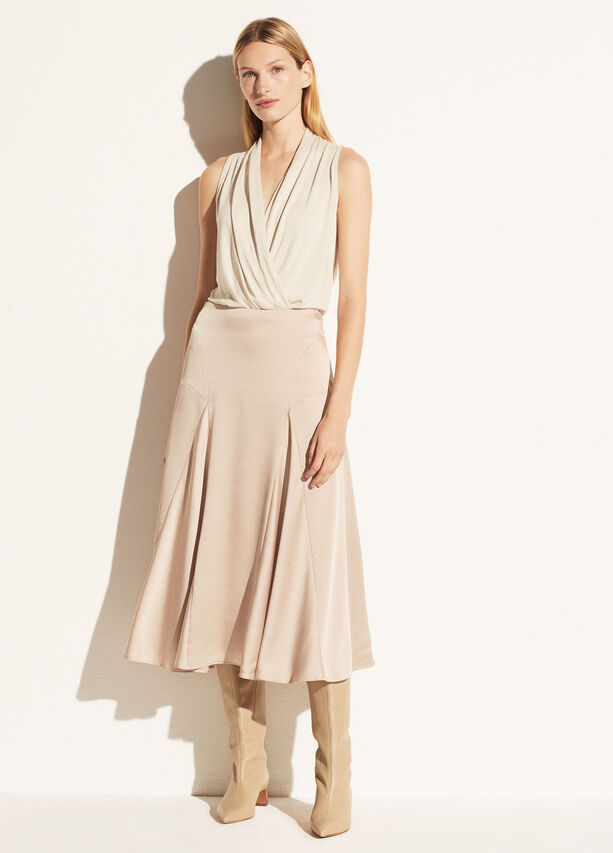 Vince - Draped Halter Neck Bodysuit in White Sand