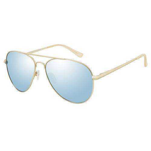 Le Specs Drop Top Brushed Gold Ice Blue Mirror Polarized