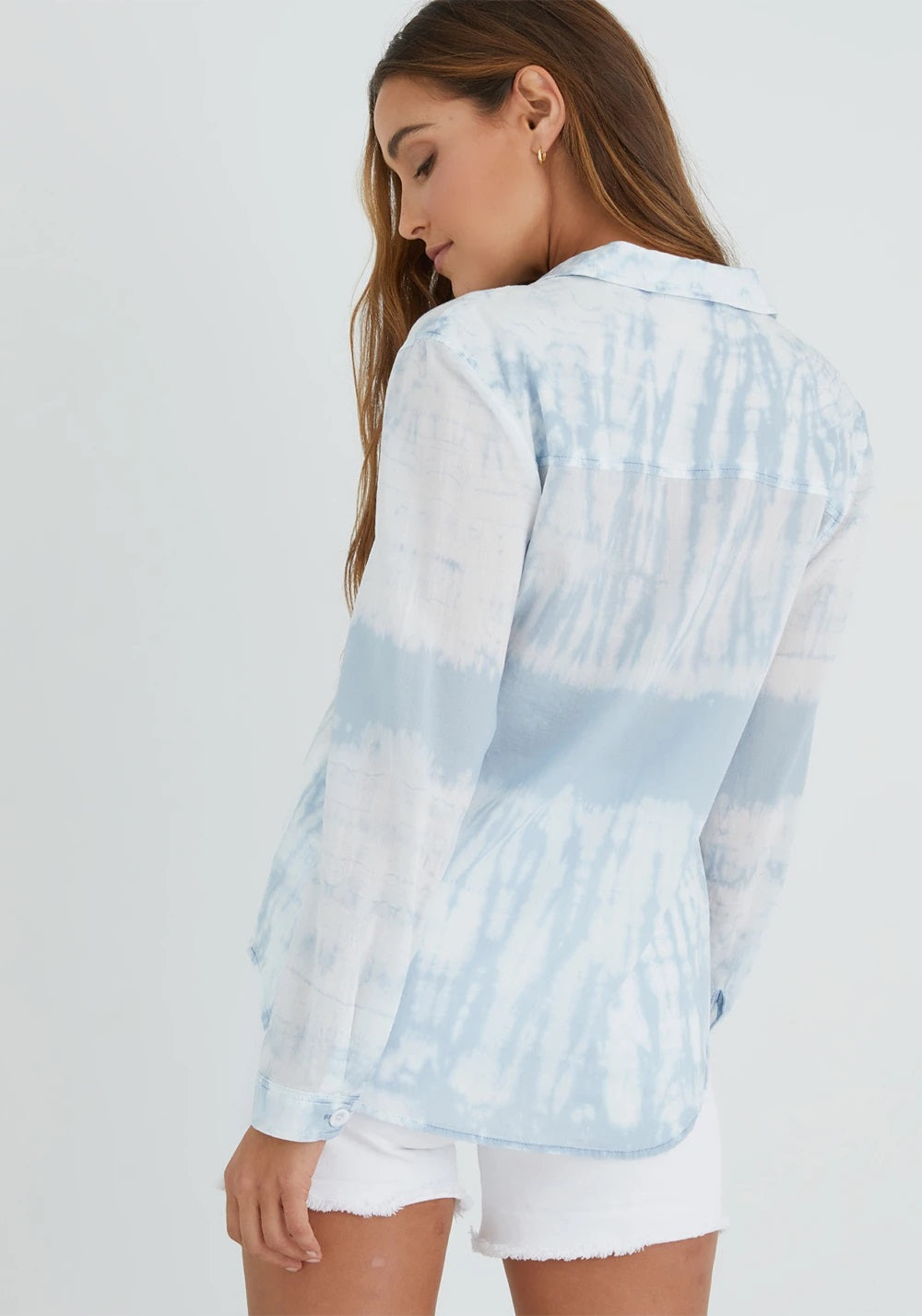 Bella Dahl - Easy Button Down Shirt in Oasis Blue Tie Dye