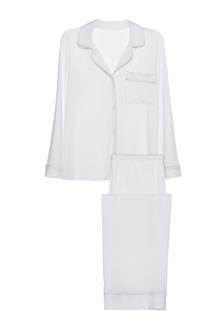 Eberjey - Gisele Long PJ Set in White/Water Blue