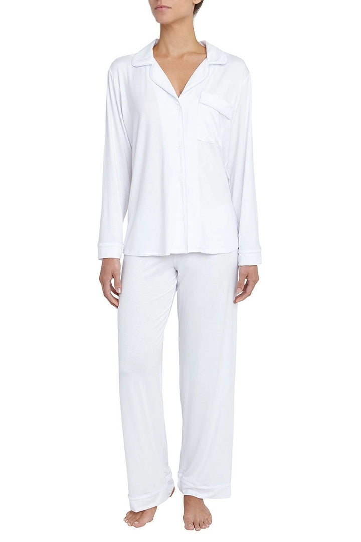 Eberjey - Gisele Long PJ Set in White/Water Blue