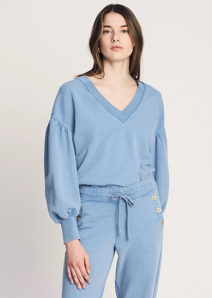 Derek Lam 10 Crosby - Edie V-Neck Sweatshirt in Deep Blue
