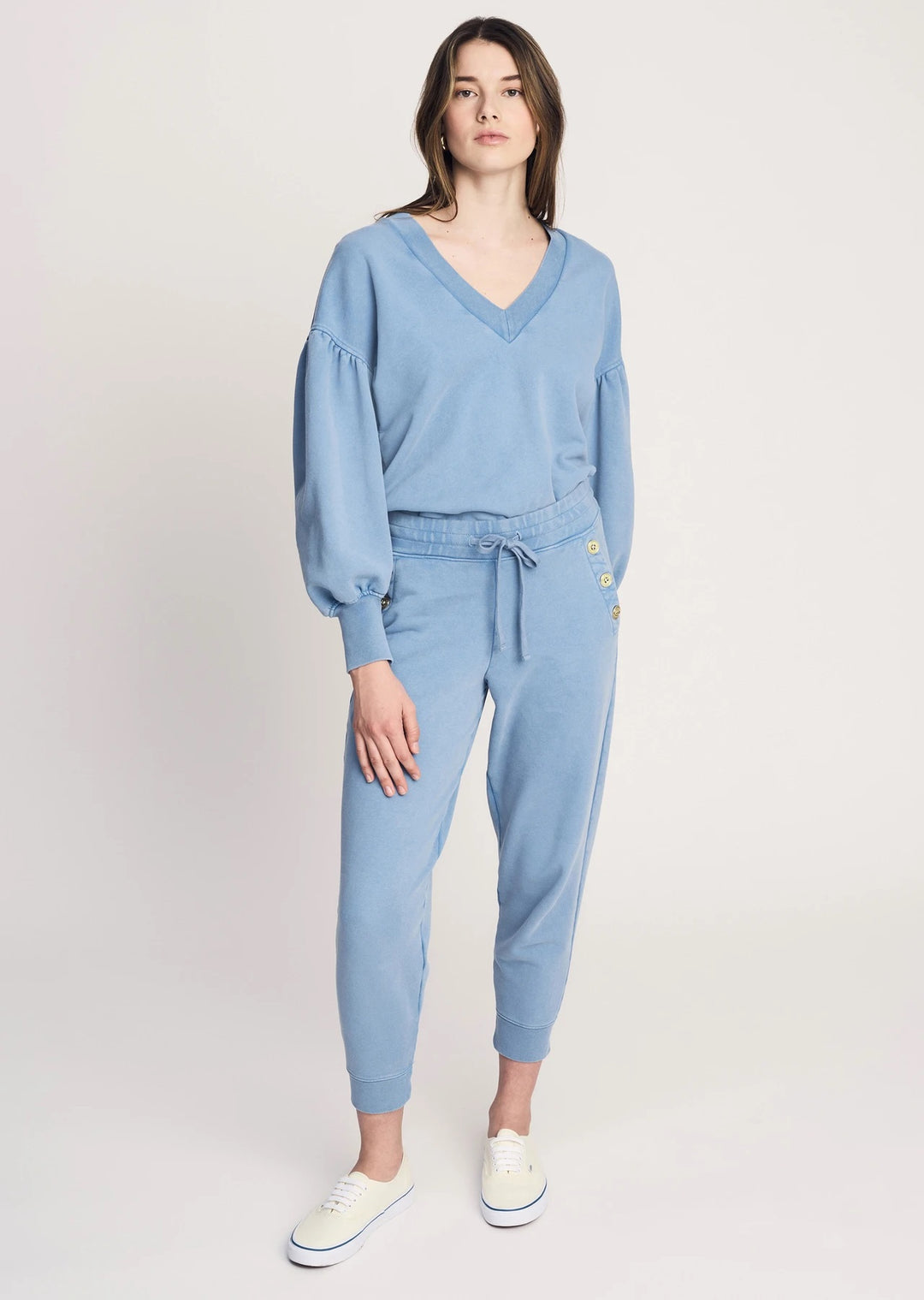 Derek Lam 10 Crosby - Edie V-Neck Sweatshirt in Deep Blue