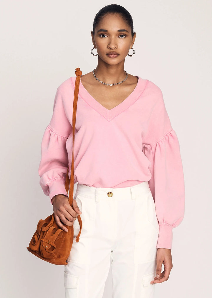 Derek Lam 10 Crosby - Edie V-Neck Sweatshirt in Pink Lady