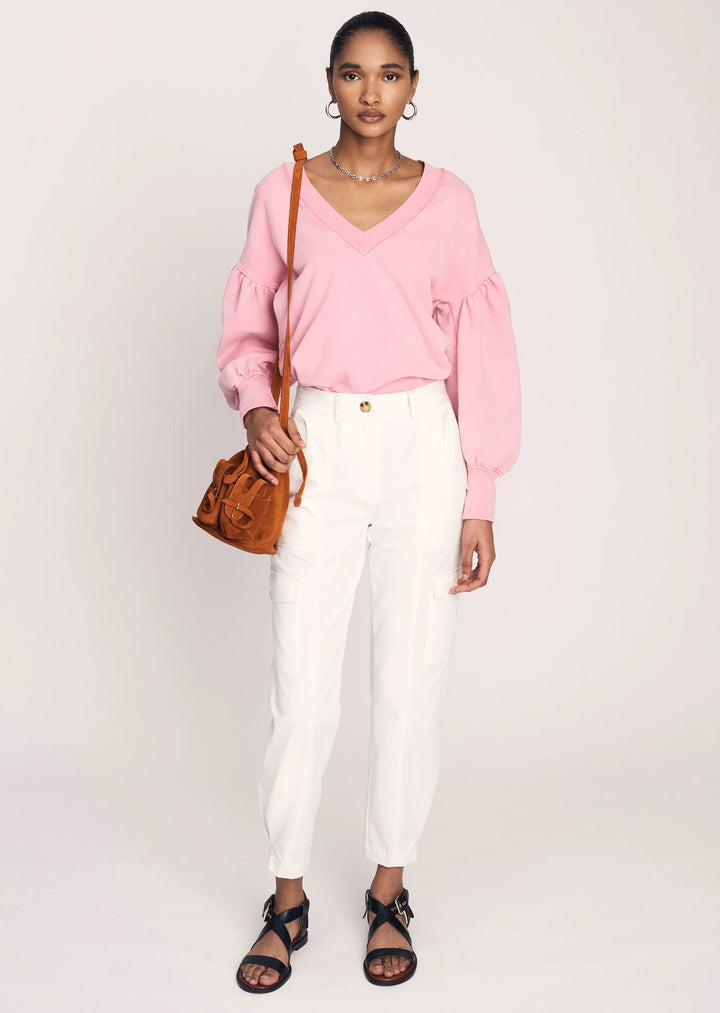 Derek Lam 10 Crosby - Edie V-Neck Sweatshirt in Pink Lady