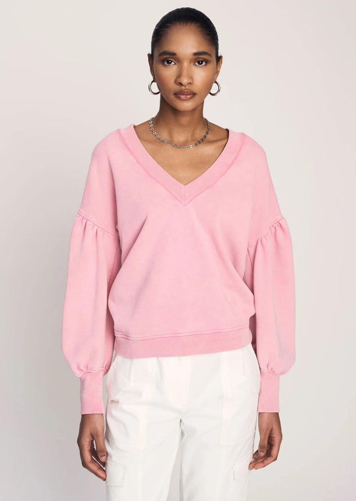 Derek Lam 10 Crosby - Edie V-Neck Sweatshirt in Pink Lady