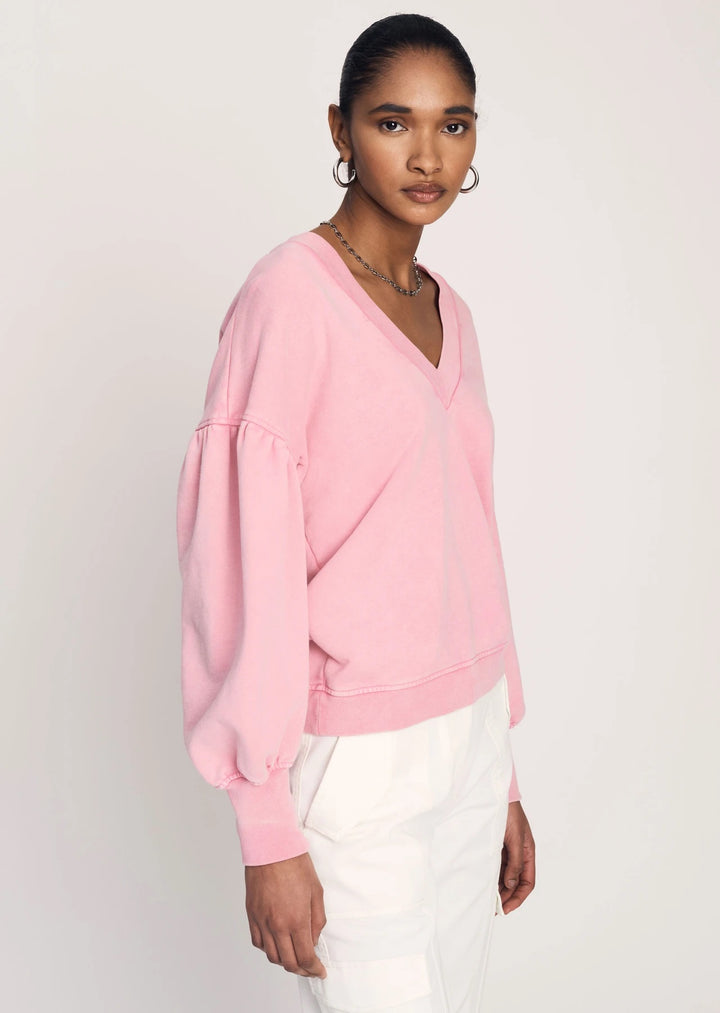 Derek Lam 10 Crosby - Edie V-Neck Sweatshirt in Pink Lady