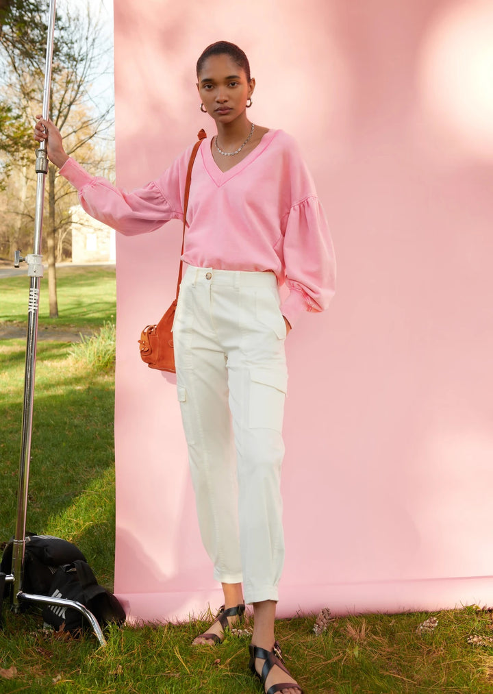 Derek Lam 10 Crosby - Edie V-Neck Sweatshirt in Pink Lady