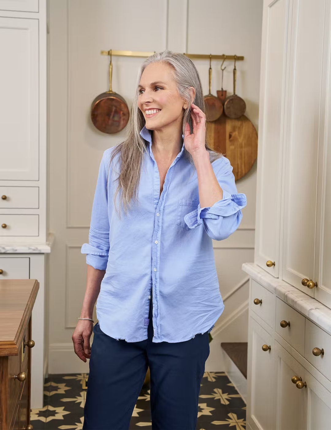 Frank & Eileen - Eileen Woven Button Up in Artic Blue