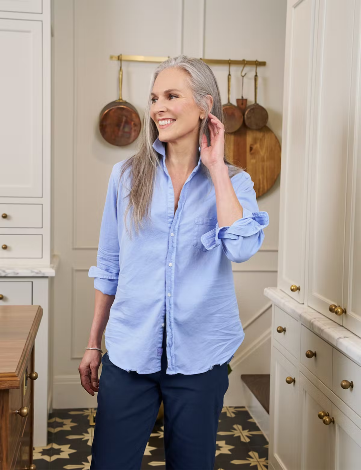 Frank & Eileen - Eileen Woven Button Up in Artic Blue