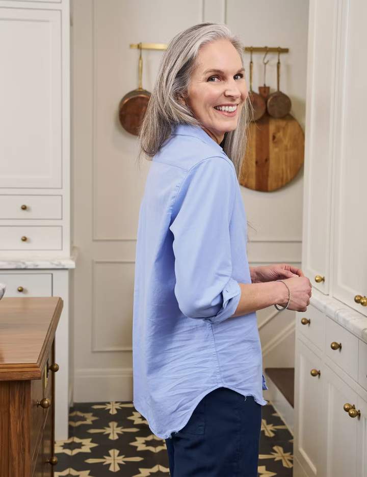 Frank & Eileen - Eileen Woven Button Up in Artic Blue