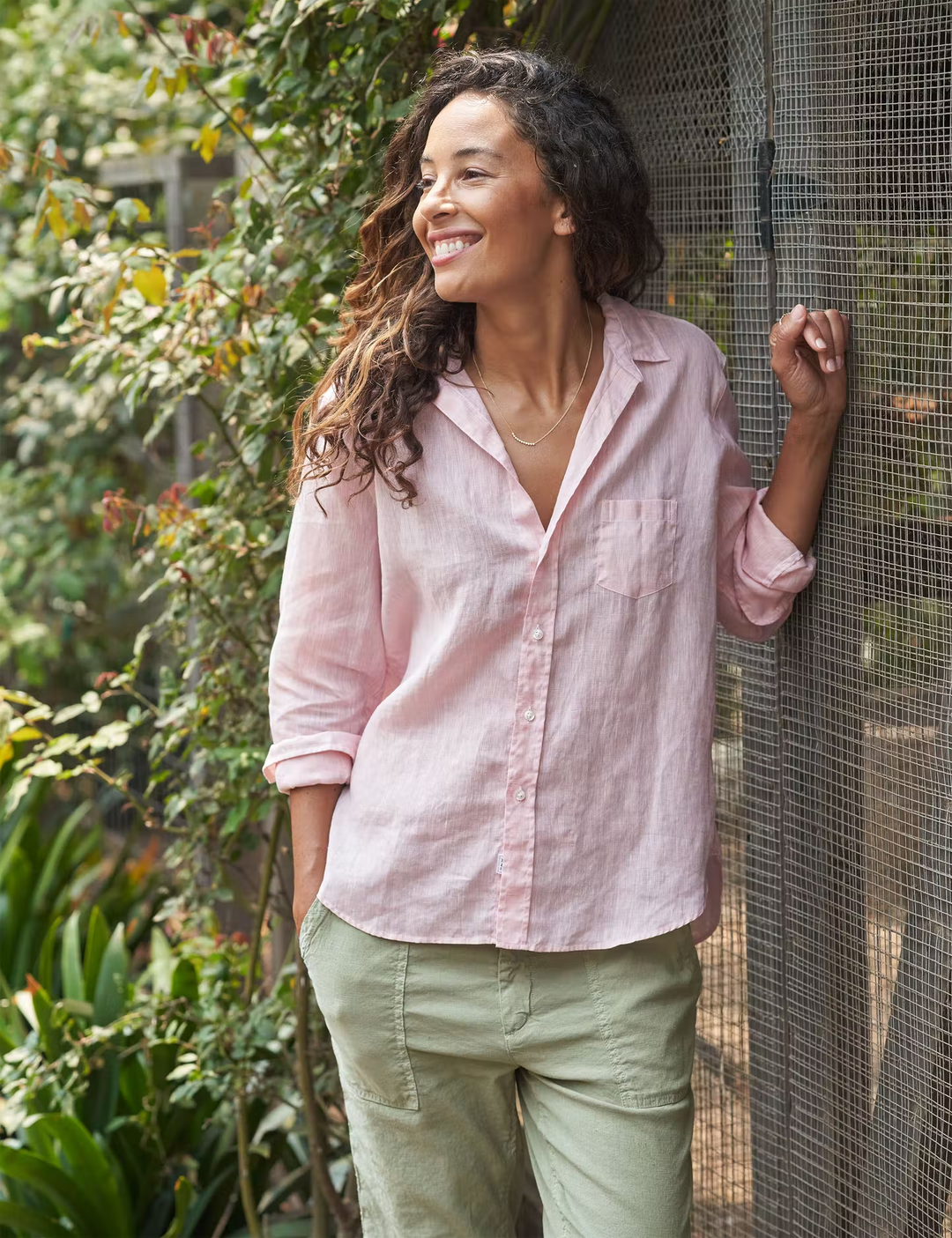Frank & Eileen - Eileen Woven Button Up in Blush