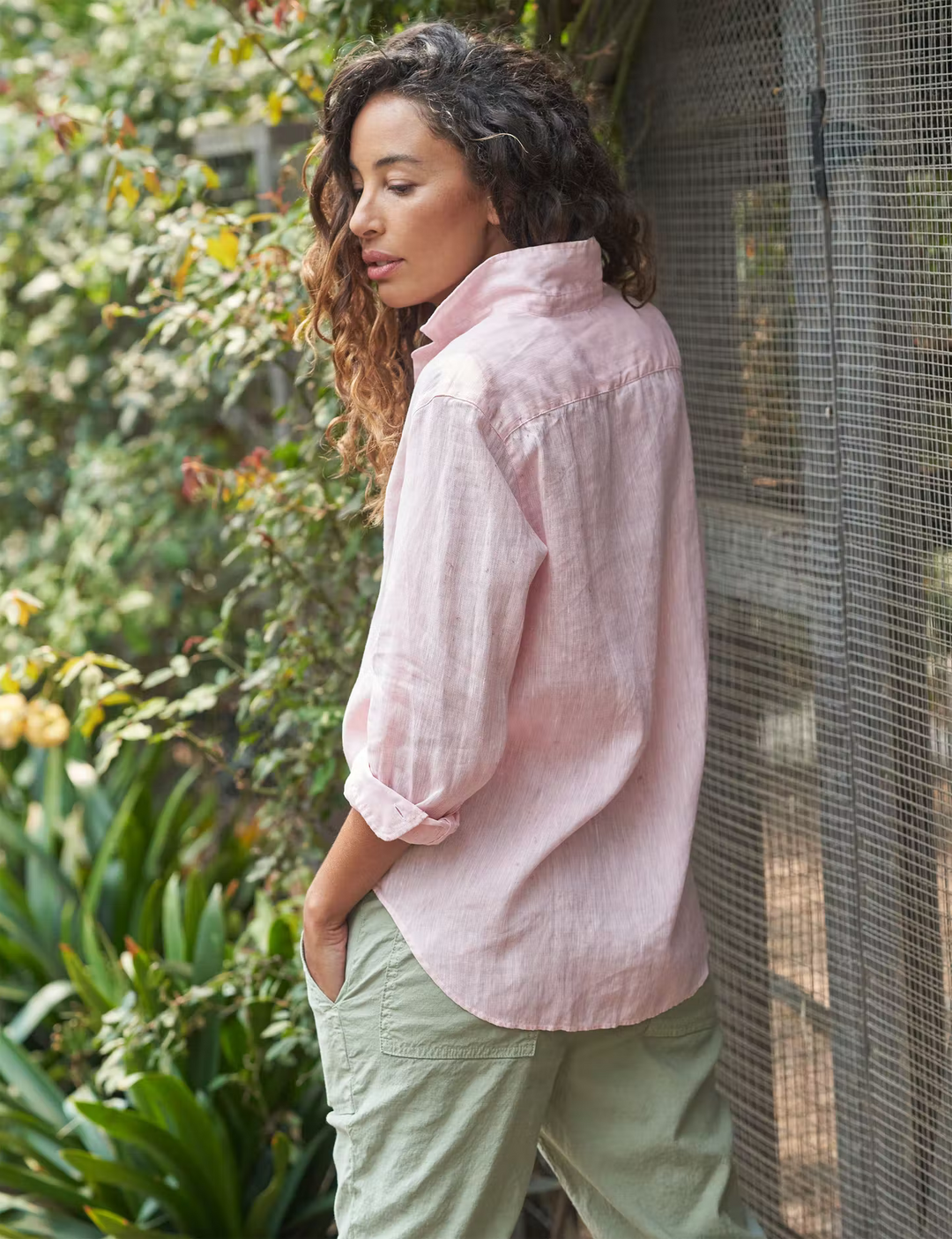 Frank & Eileen - Eileen Woven Button Up in Blush