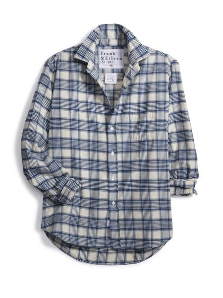 Frank & Eileen - Eileen Woven Button Up in Blue, Winter White Plaid