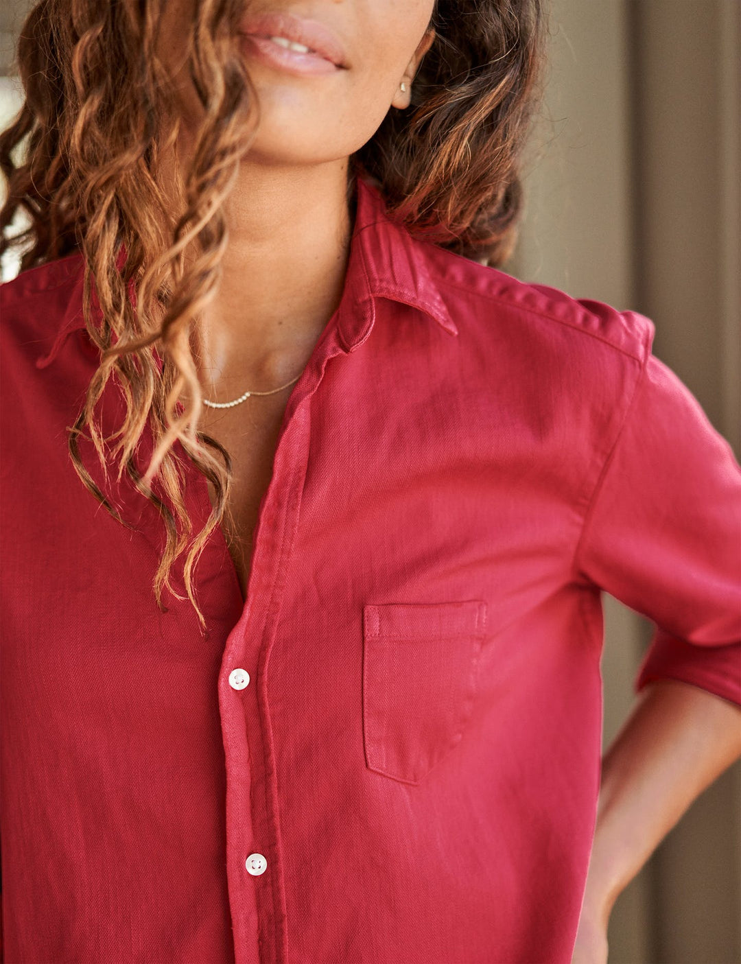 Frank & Eileen - Eileen Woven Button Up in Kiss