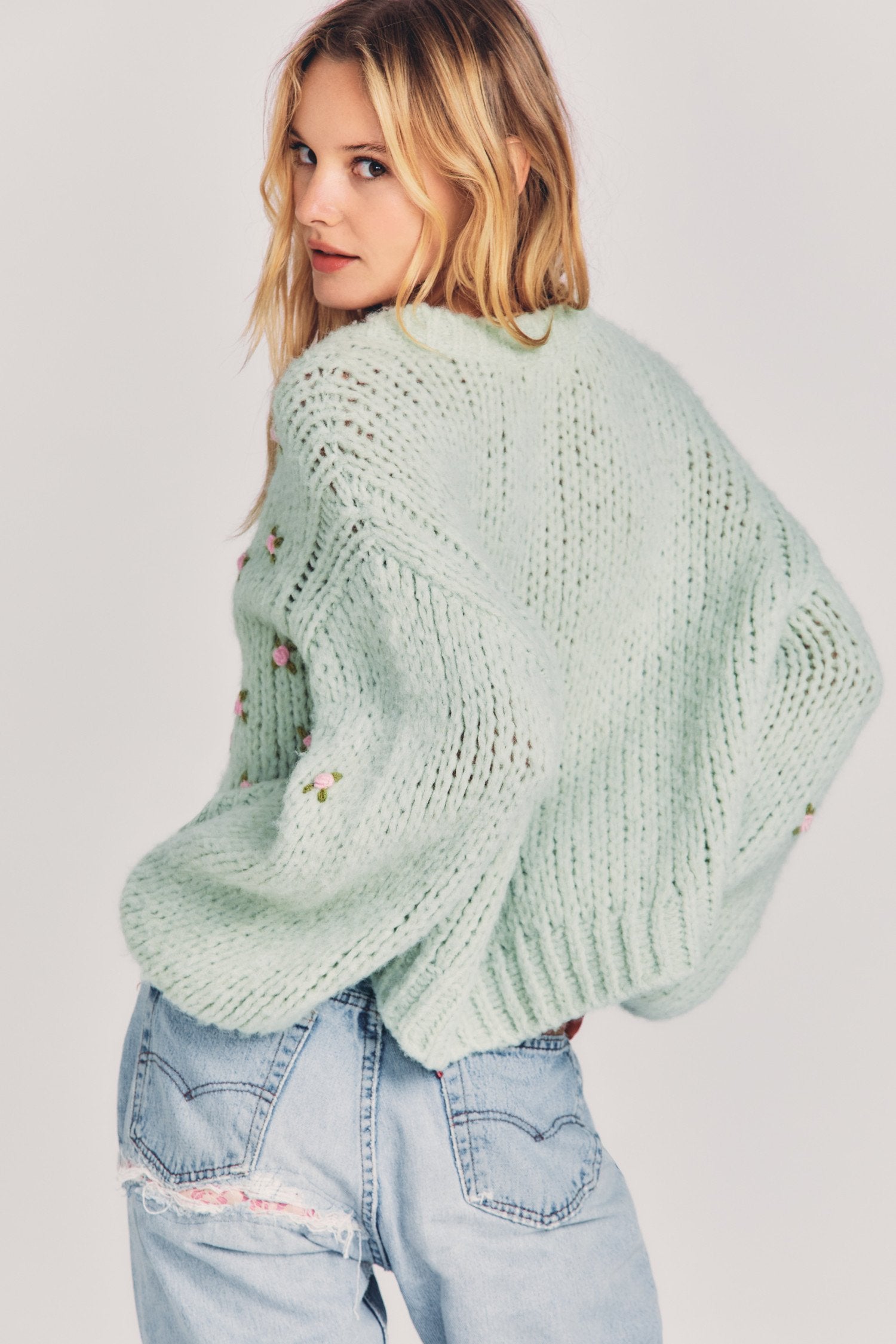 arm volume knit cardigan (pistàcchio) KNIT CARDIGAN LIMITED EDITION - Pistachio | ZARA Canada