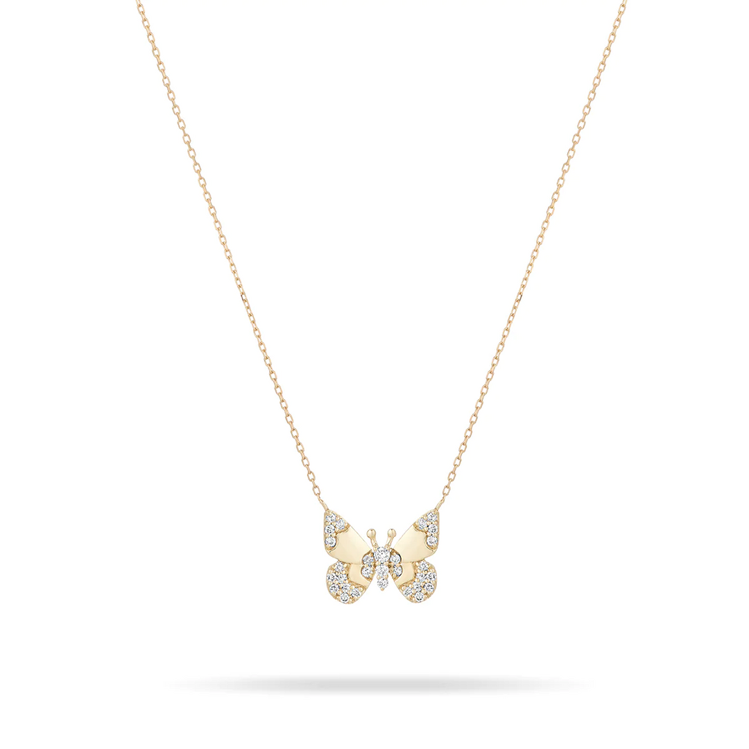 Adina - Enchanted Diamond Butterfly Necklace in Y14